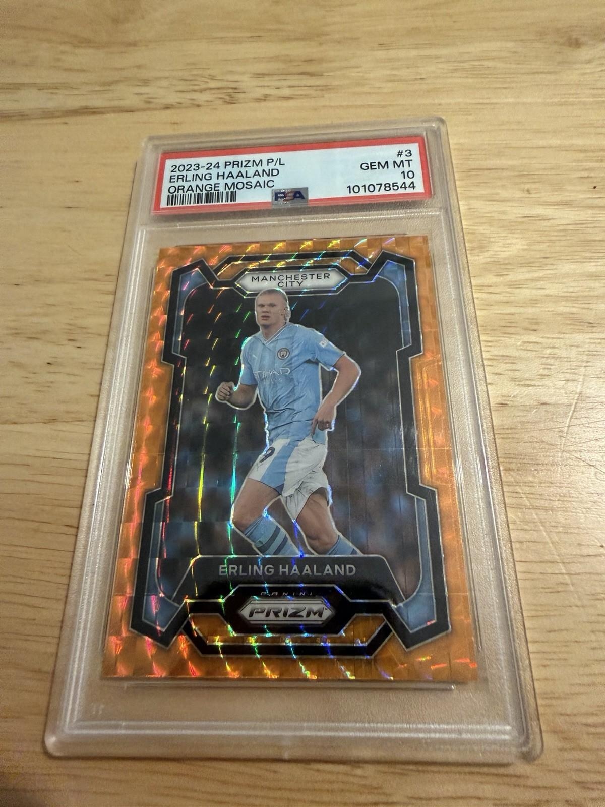Erling Haaland Prizm Orange Mosaic PSA 10